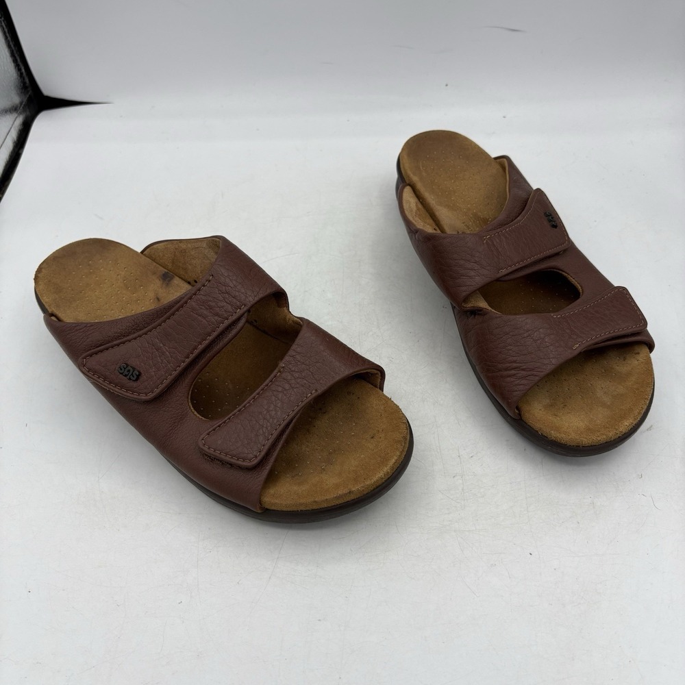 SAS Sandals Womens 8.5 N Cozy Slide Amber Brown Leather Tripad Comfort USA
